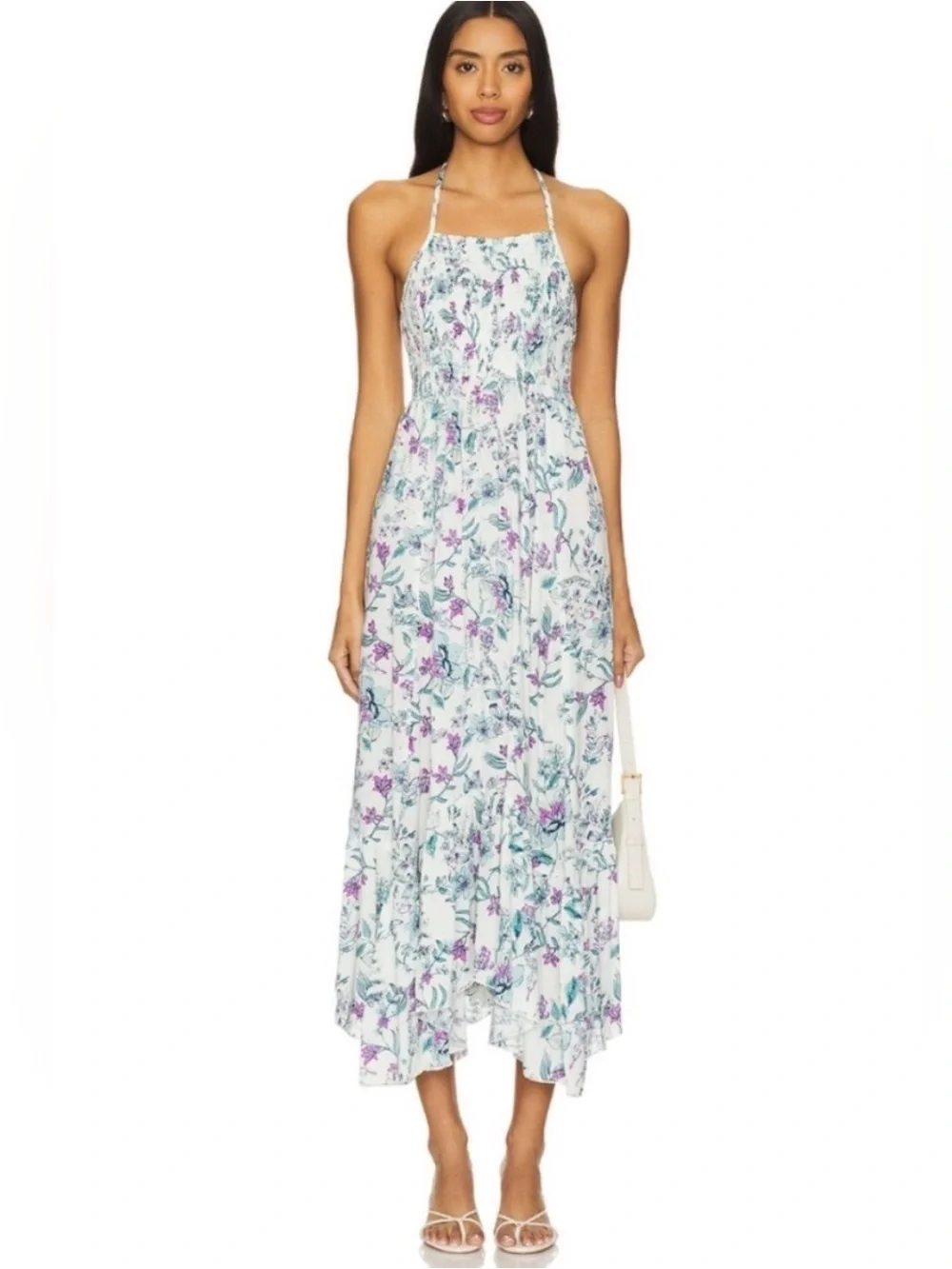 FREE PEOPLE Heat Wave Floral Combo Printed Pink Maxi Dress Size S, EUC